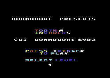Tooth Invaders title screen for Commodore 64